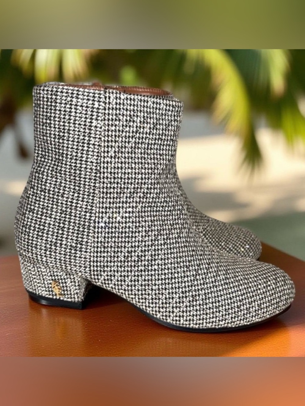 Kurt Geiger London Kids' Mini Burlington Booties Silver Black Glitzy Check Sz. 3